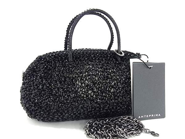 アンテプリマ ワイヤーバッグ PVCワイヤー チェーン 2 WAY ショルダー ハンドバッグ ブラック系 FN 9071