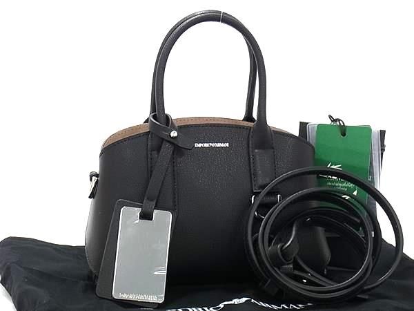 EMPORIO ARMANI エンポリオアルマーニ レザー 2 WAY ショルダーバッグ ポシェット ブラック系 FN 8622