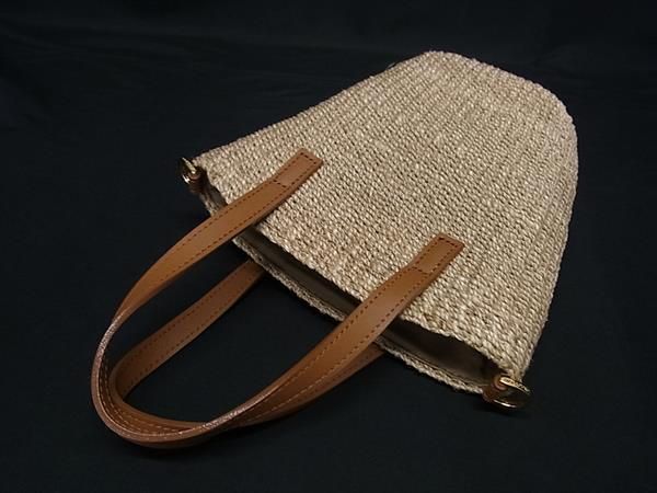 ■新品同様■ VIOLAd’ORO ヴィオラドーロ ストロー×レザー 2WAY ハンドバッグ ショルダーバッグ  レディースブラウン系 FN8628 □新品同様□ VIOLAd'ORO ヴィオラドーロ ストロー×レザー 2WAY