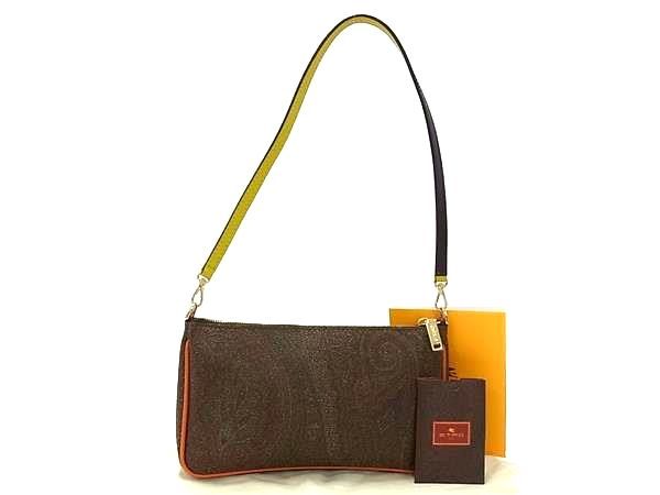 ETRO エトロ PVC ペイズリー柄 ショルダーバッグ 肩掛けかばん レディース ブラウン系 FN 8630