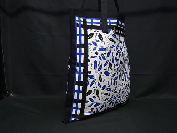 MARNI マルニ バンダナトート キャンバス ショルダーバッグ レディース ブラック系×ブルー系 FN 8632