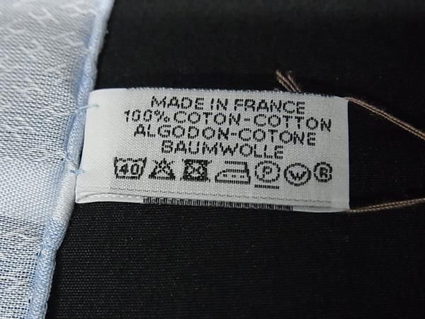 HERMES エルメス ジャカード H コットン ハンカチーフ ポケットチーフ レディース ライトブルー系 FR 7639 春コーデ ベージュ系