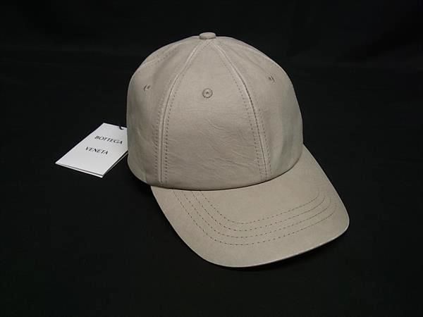 BOTTEGA VENETA ボッテガヴェネタ カウレザー ベースボールキャップ 帽子 表記サイズS グレー系 FR 7525