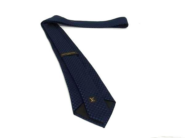 LOUIS VUITTON ルイヴィトン ダミエ シルク100％ ネクタイ ビジネス 紳士 メンズ ネイビー系 FT 4310