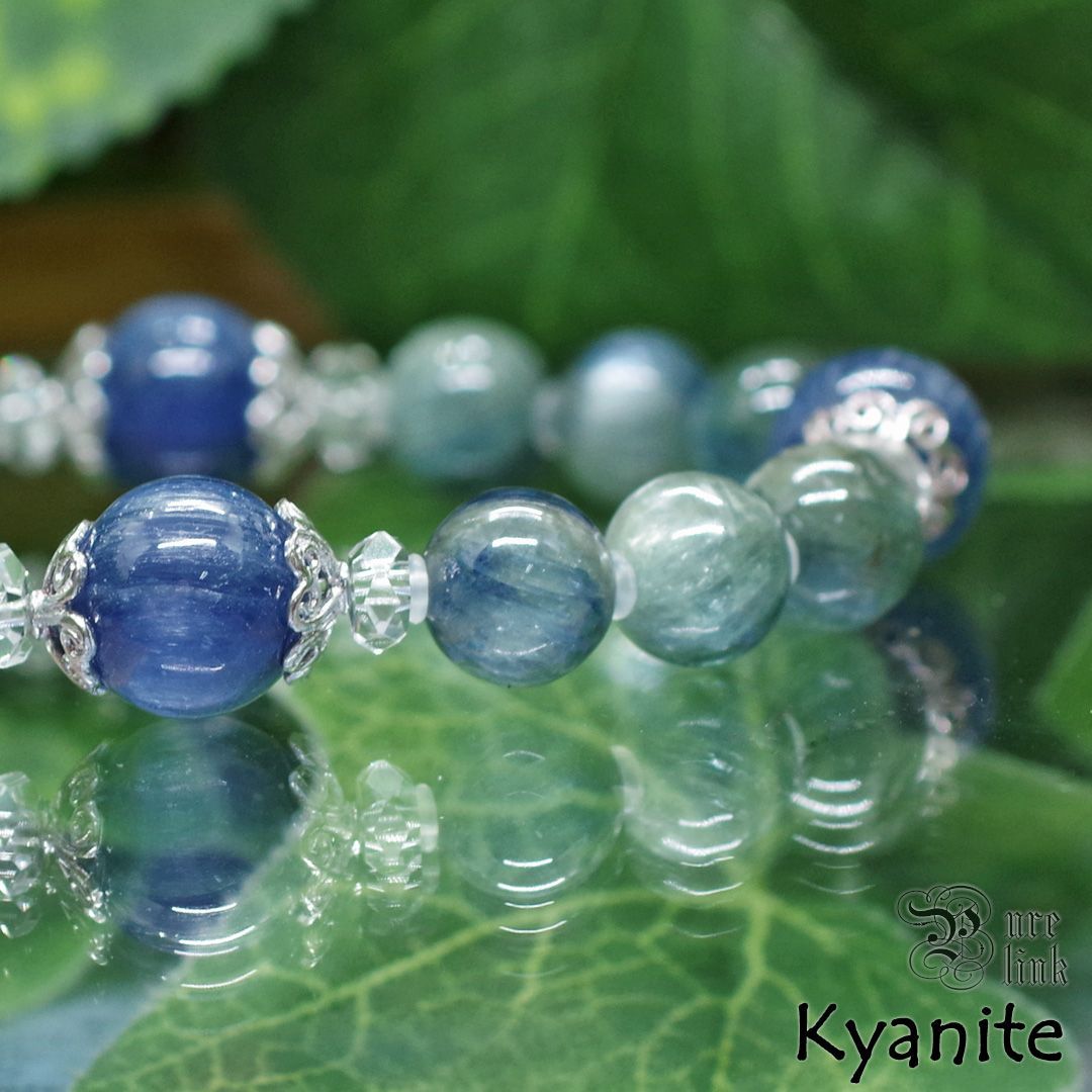 ブラジル＆タンザニアAAA カイヤナイト Kyanite 10 mm玉天然石ブレスレット Bracelet