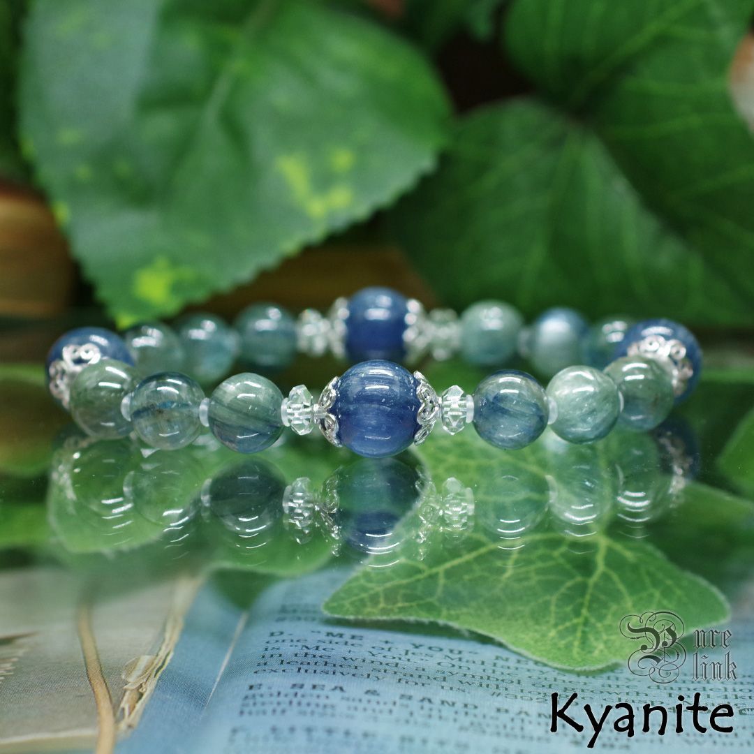ブラジル＆タンザニアAAA カイヤナイト Kyanite 10 mm玉天然石ブレスレット Bracelet