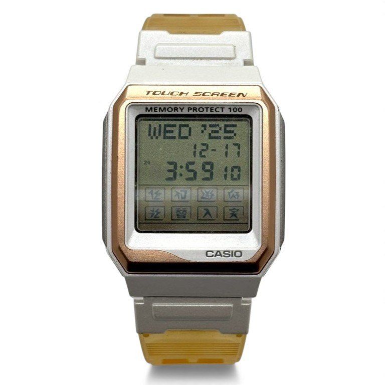 90 s未来感を纏う CASIO カシオ データバンク デジタルウォッチ 腕時計 タッチスクリーン レトロデジタル VDB-200 SJ ホワイト