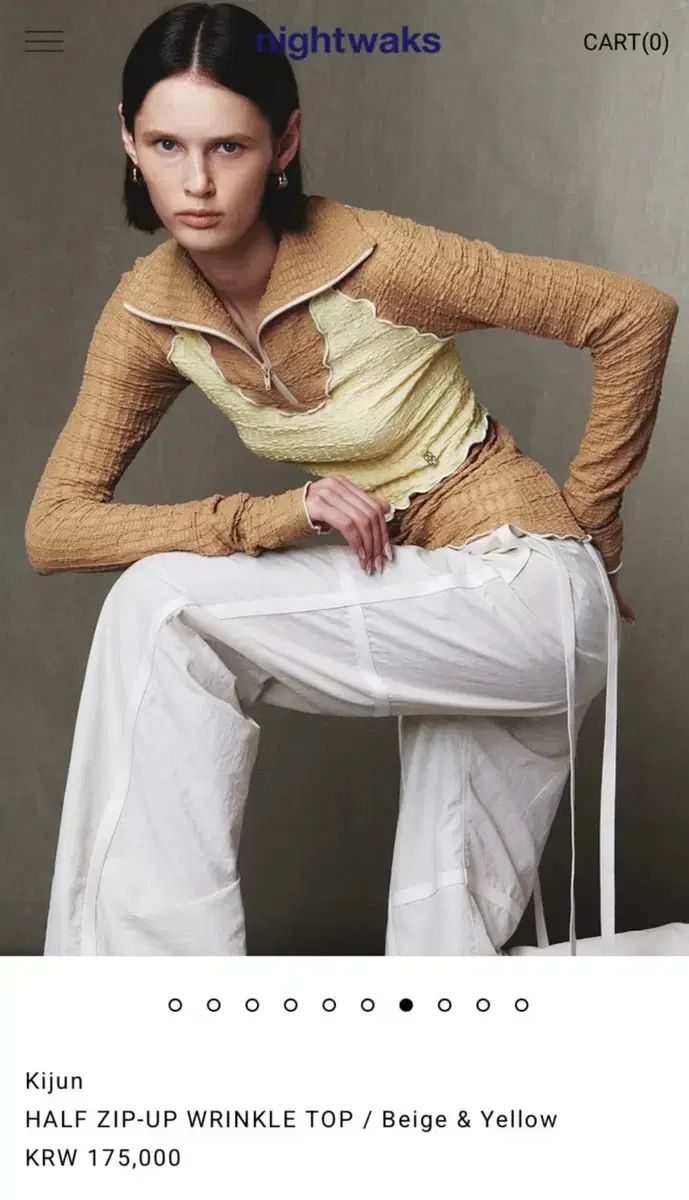 標準 KIJUN ハーフ ジップアップ リンクル ハイネック トップス