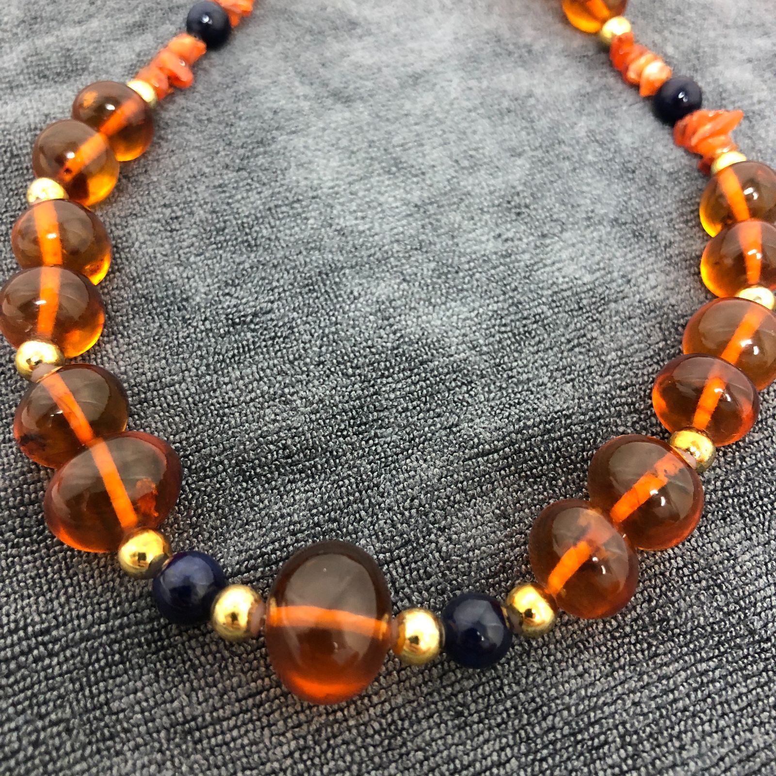 ネックレス 琥珀 アンバー 刻印SILVER SGAW 10 8473