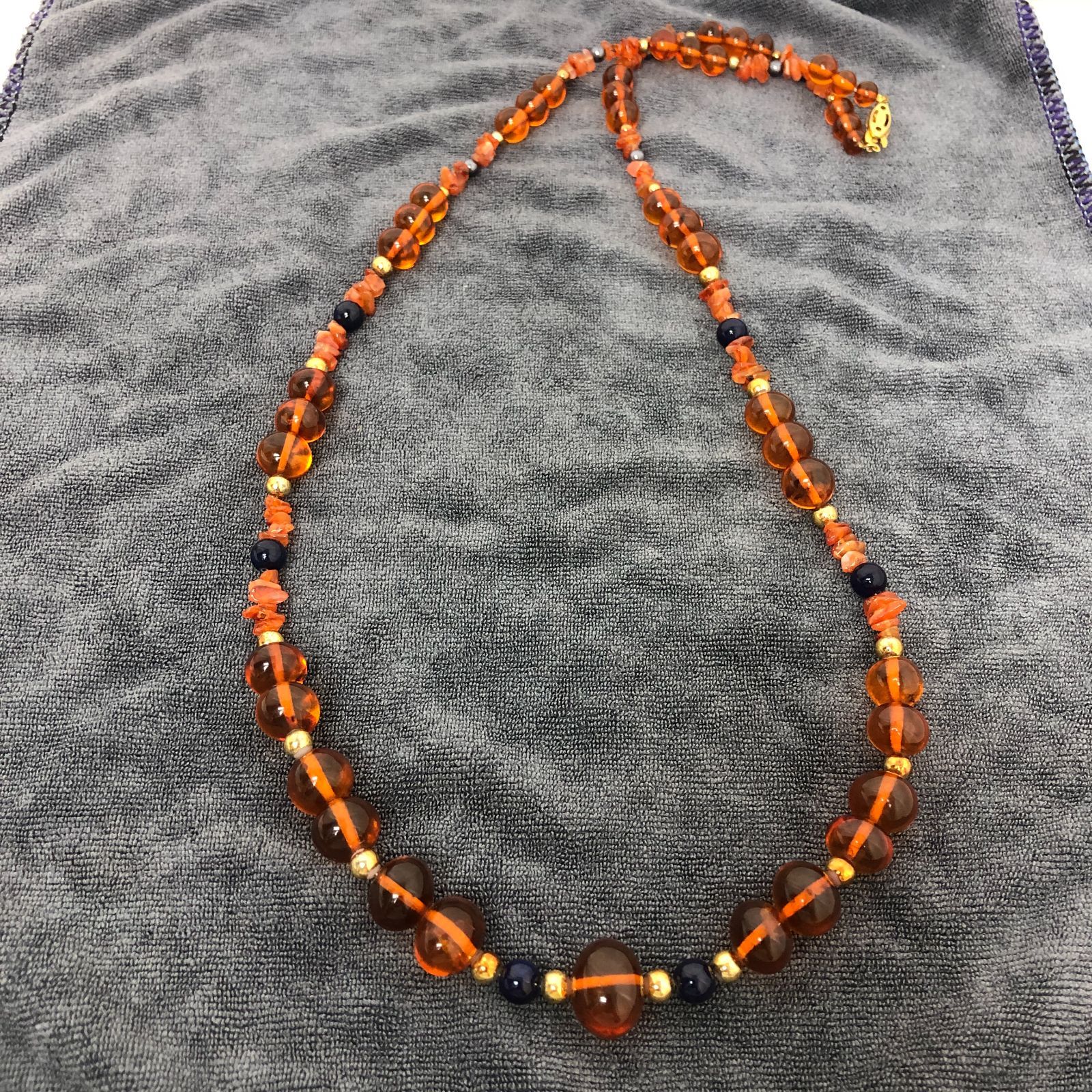 ネックレス 琥珀 アンバー 刻印SILVER SGAW 10-8473