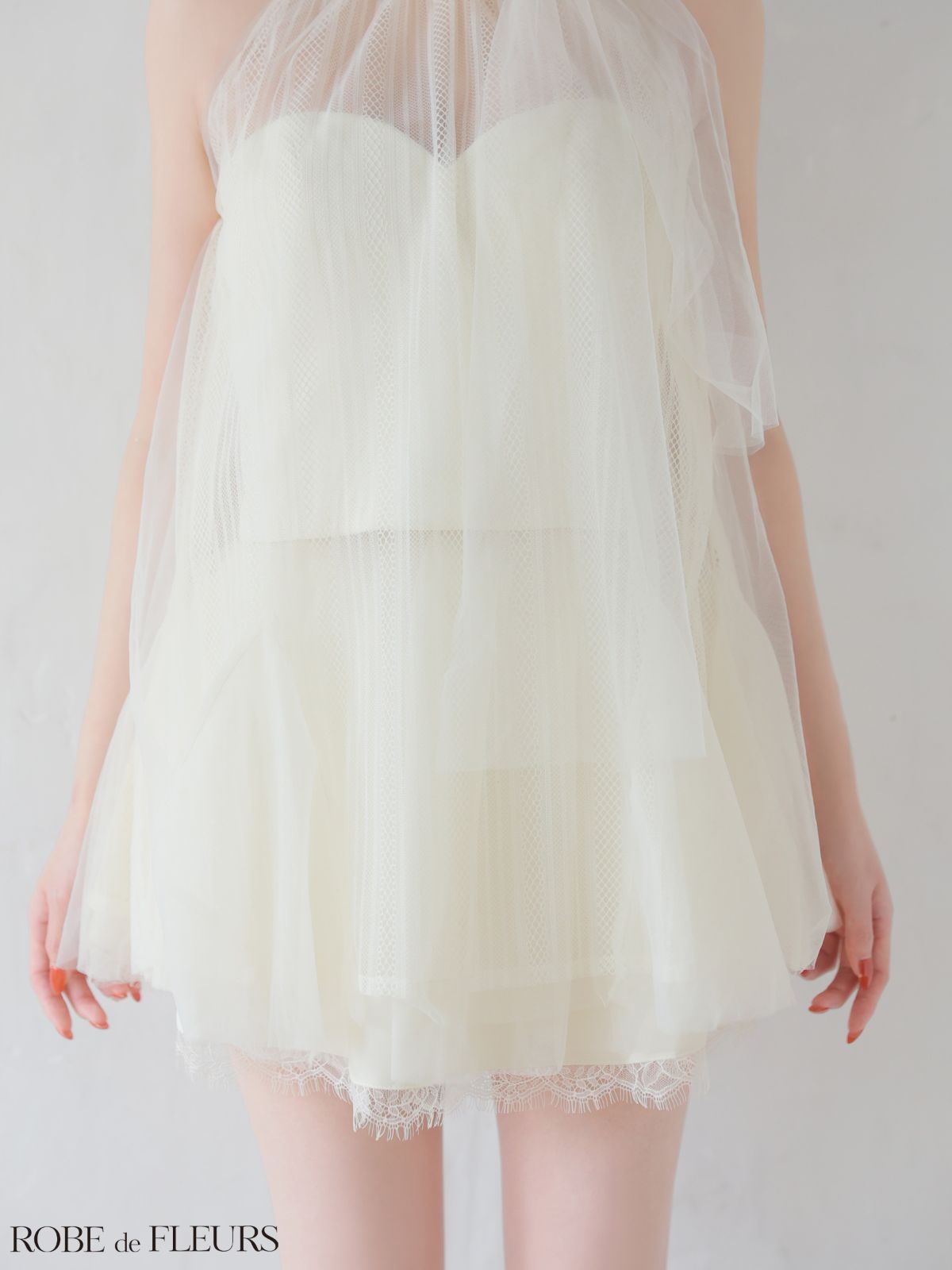 ROBE de FLEURS ローブドフルール fm3486［ハイネックウエストリボン