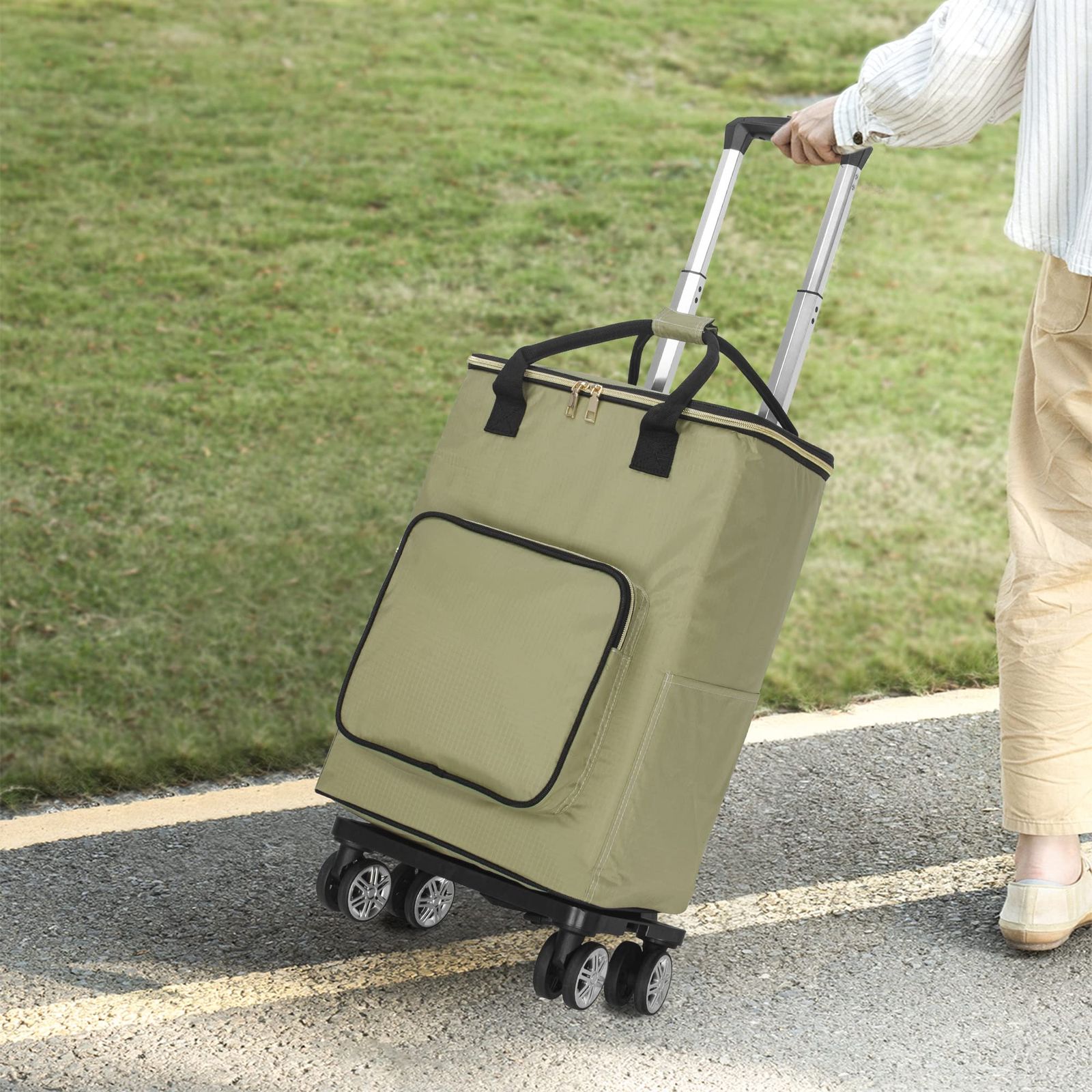 2 WAY 保温保冷 防災グッズ キャリーバッグ 軽量 Lサイズ 機内持ち込み モスグリーンや 横押し 旅行などに便利 買い物カート 買い物 ショッピングキャリー カート ショッピングカート おしゃれ 4輪 軽い