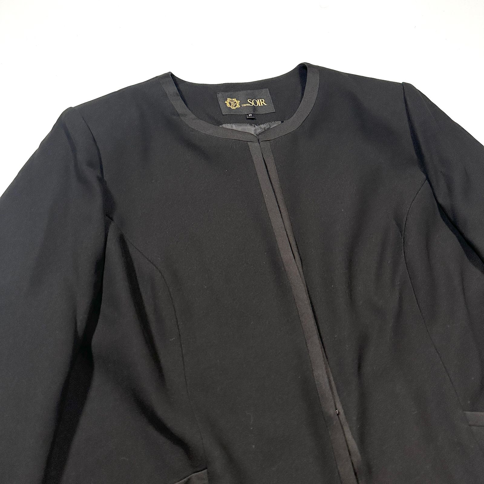 東京ソワール ウォッシャブル機能付き 通年使い ロングジャケット コート フォーマル ロング ノー ジャケット ブラック 17号 3 XL 大きいサイズ ゆったり