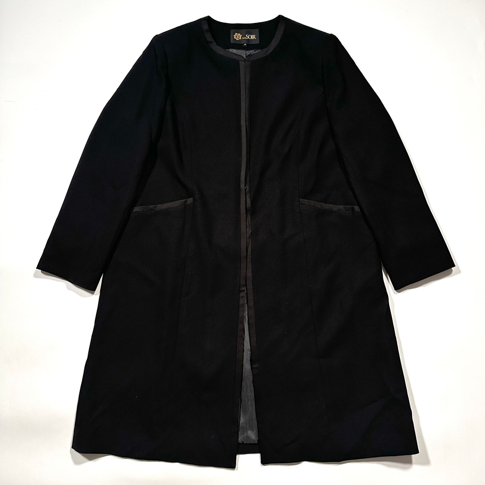 東京ソワール ウォッシャブル機能付き 通年使い ロングジャケット コート フォーマル ロング ノー ジャケット ブラック 17号 3 XL 大きいサイズ ゆったり