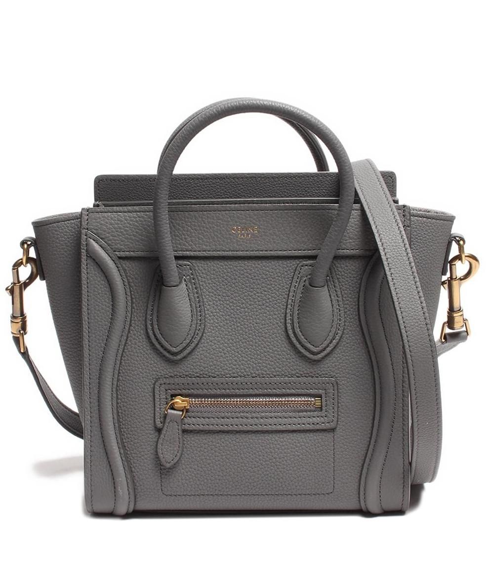 セリーヌ 2way レザー ハンドバッグ ゴールド金具 ラゲージ ナノ