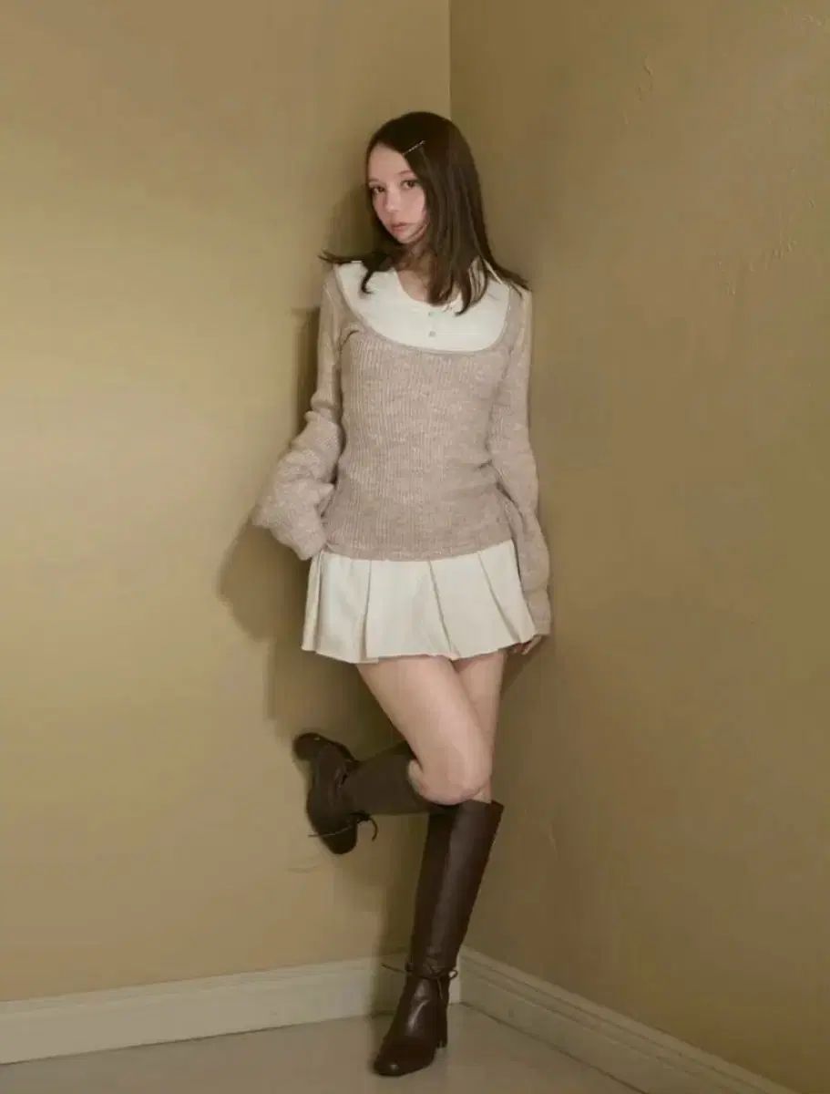  アンドマリー demi layered mini dress バブルス 長袖 七分袖 ミニワンピース