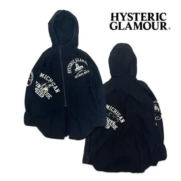 HYSTERIC GLAMOUR ヒステリックグラマー 斜めボーダー フーディーシャツ ブラック