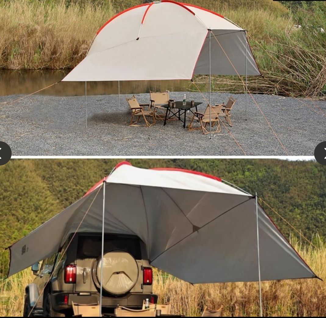 大好評 オーニング 車 リアゲートタープ 車用オーニング テールゲートテント アルミ合金ポール＆オックスフォード布 UV 50 SUV トラック アウトドア キャン