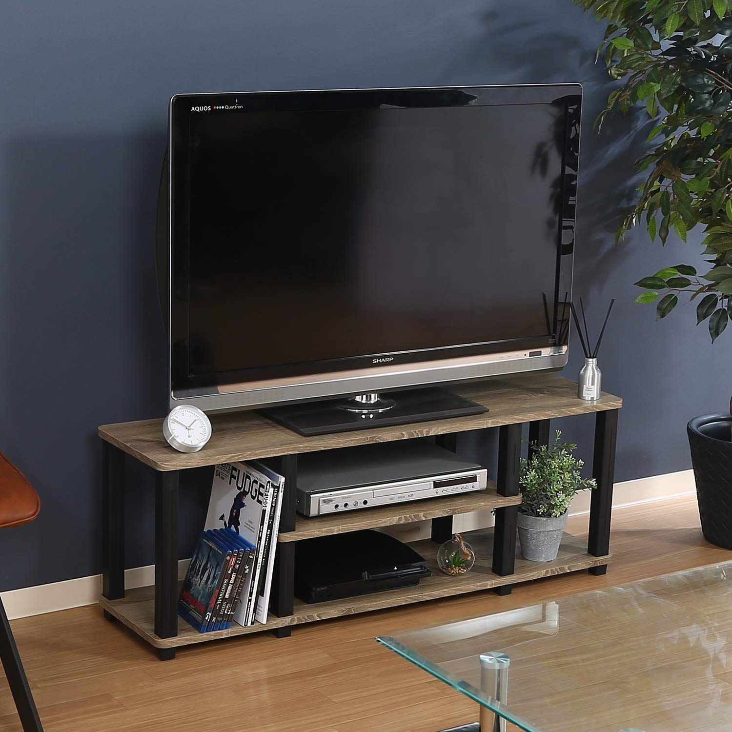 不二貿易 テレビ台 TVラック 49型対応 幅111.5×奥行29.5×高さ40.8cm