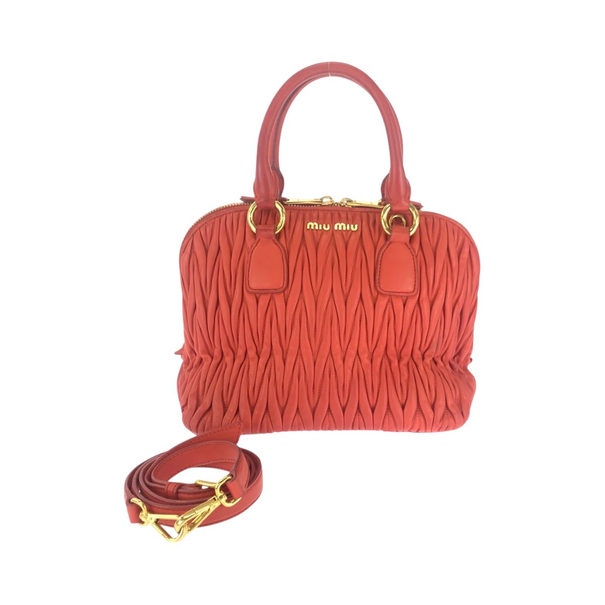 MIUMIU ミュウミュウ マテラッセ オレンジ ゴールド金具 レザー 5BB097