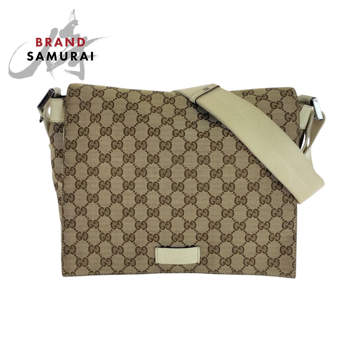 GUCCI グッチ ベージュ アイボリー シルバー金具 GGキャンバス 146236 ショルダーバッグ メッセンジャーバッグ レディース 506691
