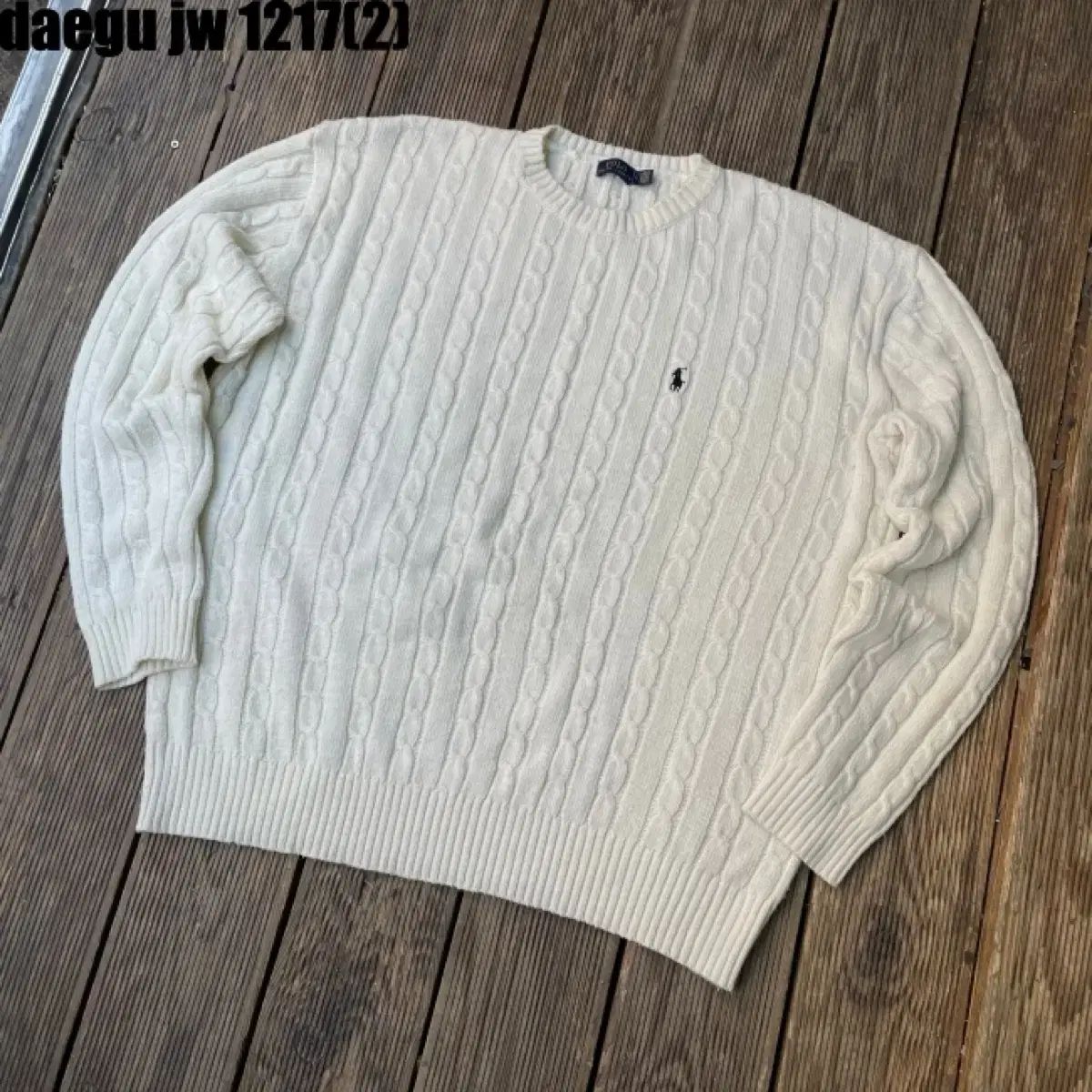 ポロラルフローレン アイボリー ケーブルニット L - メルカリ