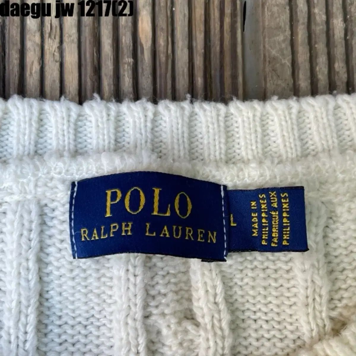 ポロラルフローレン アイボリー ケーブルニット L - メルカリ