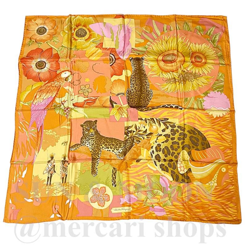 【未使用級 激レア】サルヴァトーレフェラガモ　レオパード　長財布　豹　レオパード サルヴァトーレフェラガモ シルクスカーフ 豹 レオパード アニマル