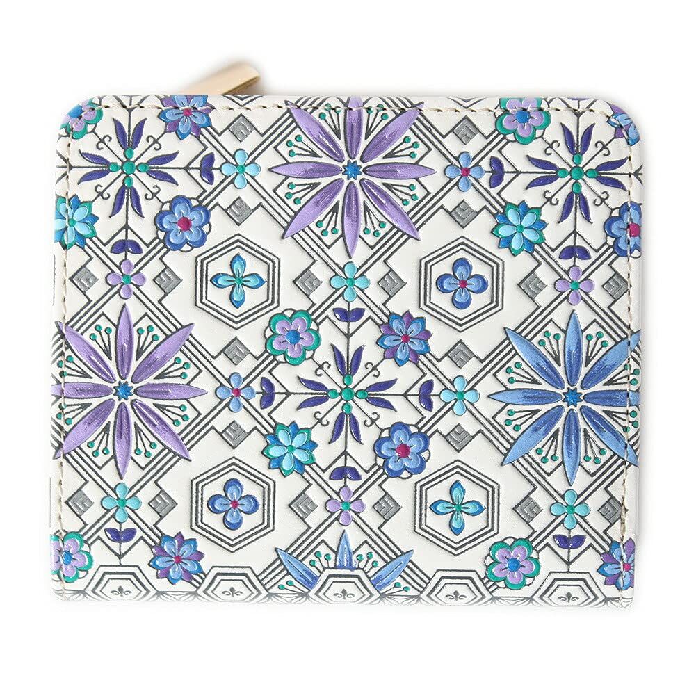 浅草文庫 友禅染 二つ折り 財布 L字ファスナー 花菱 はなびし 柄 江戸小紋 2つ折り ミニ ブルー