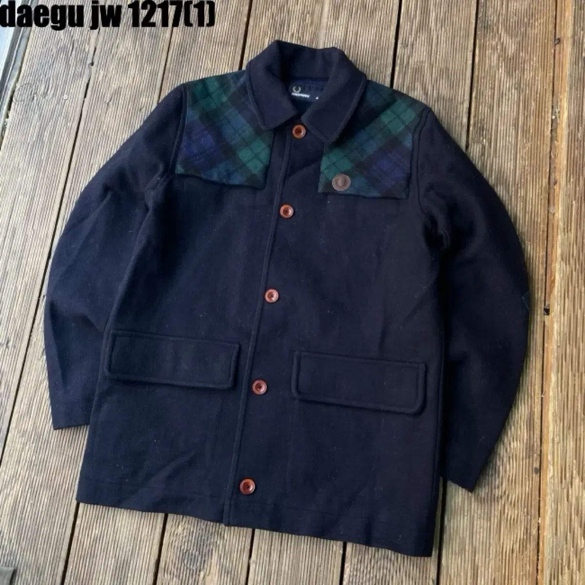 フレッドペリー ネイビー CHECK バイカラー ジャケット m FRED | for 