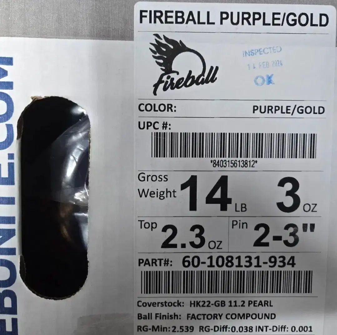  14 パウンド ボーリング エボナイト EBONITE ファイアボール パープルゴールド 球 その他 ボウリング