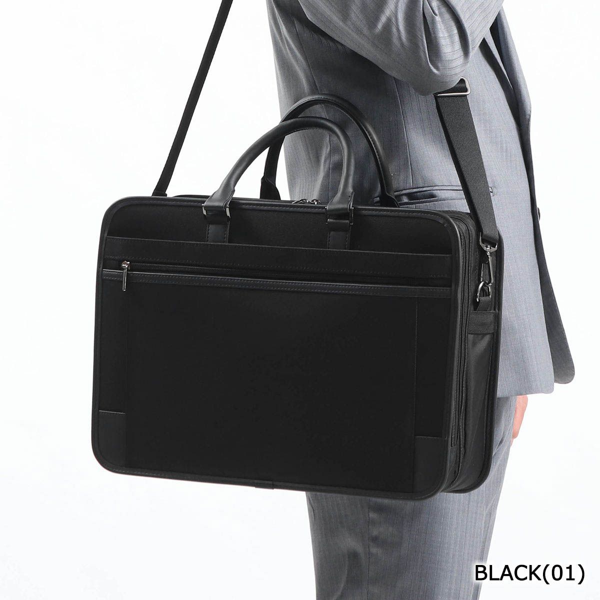 ビジネスバッグ メンズ A4 B4 PC 自立 ブリーフケース ハブラック 2WAY