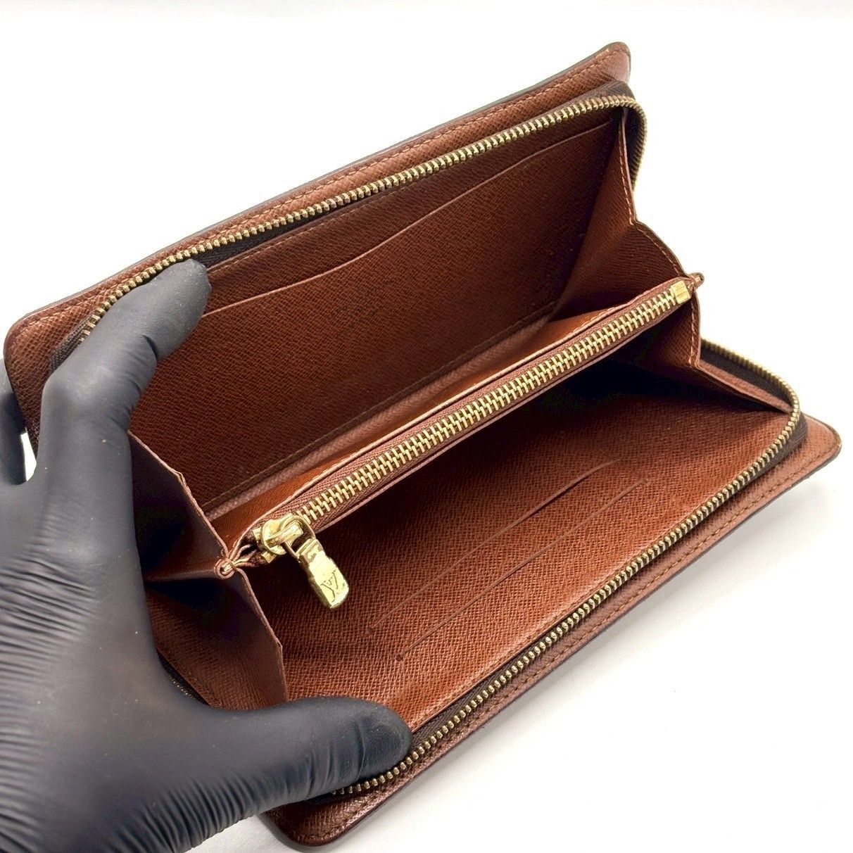  王道が一番使いやすい LOUIS VUITTON ルイヴィトン ポルトモネ ジップ ラウンドファスナー 長財布 モノグラム M 61727 ブラウン 長財布 小物