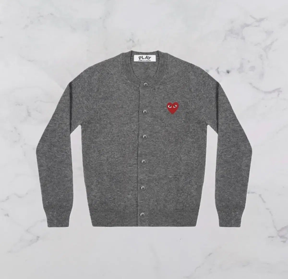 コム デ ギャルソン レッドワッペン カーディガン グレー