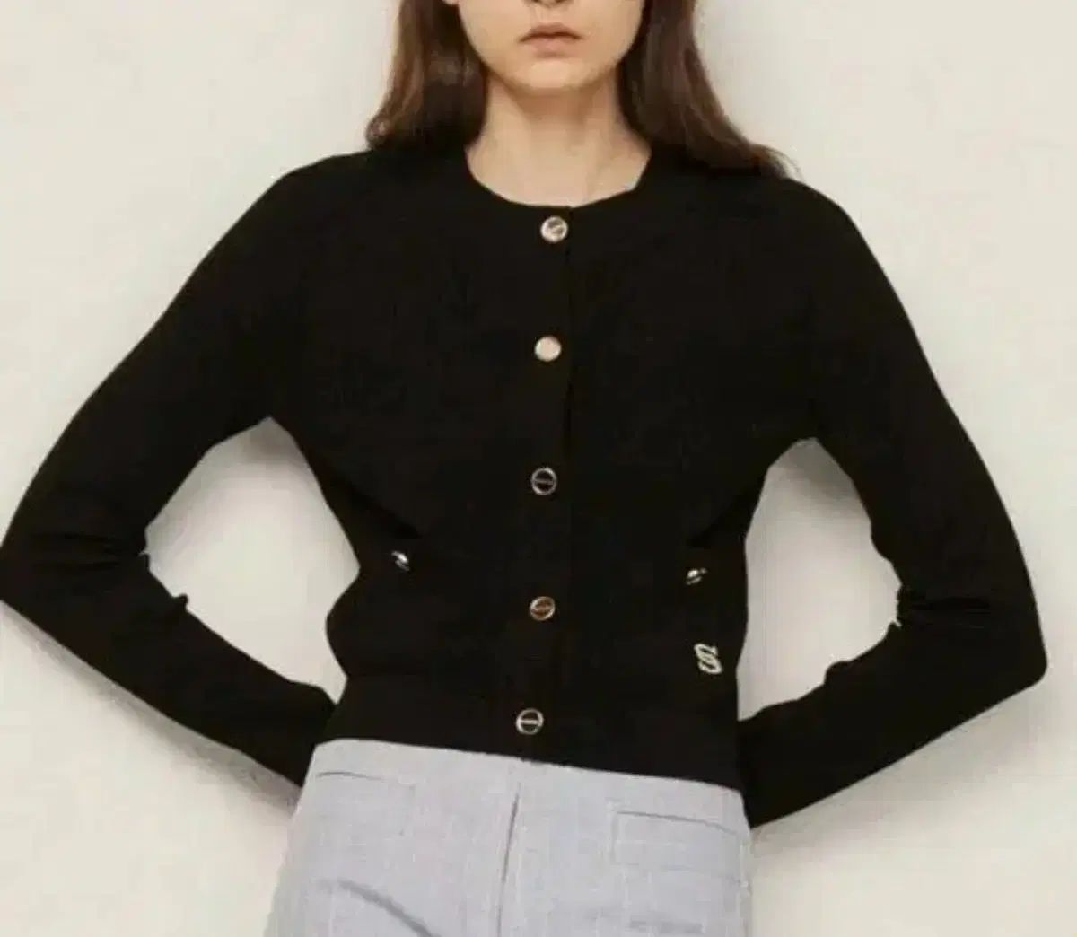 サンドロ ロゴ カーディガン アイボリー ブラック 1 サイズ