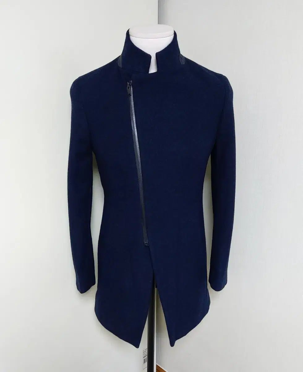 クリス クリスティ メンズ ウールブレンド 斜めジップ ハーフコート 95