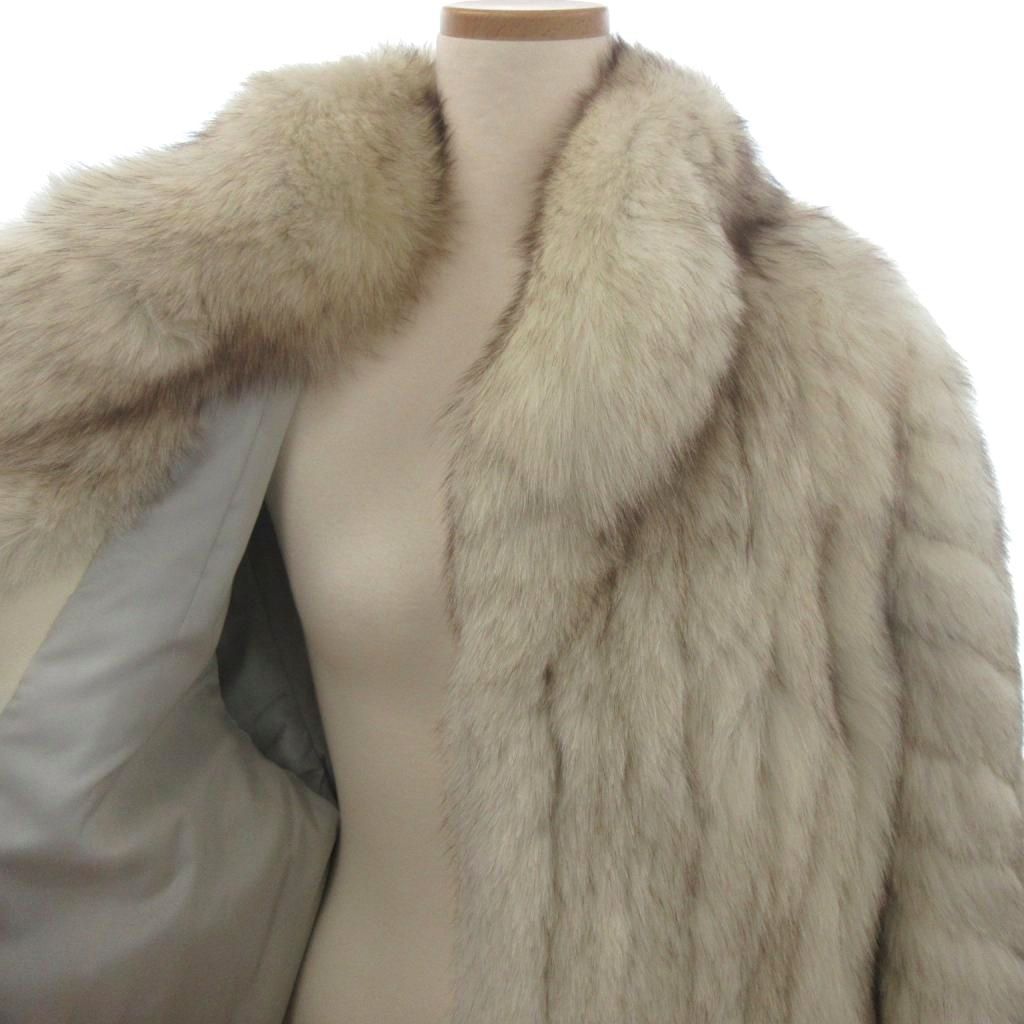 ☆EMBA 毛皮コート クリーム色 エンバ EMBA 毛皮コート ミドル丈 フォックスファー ベージュ 0s
