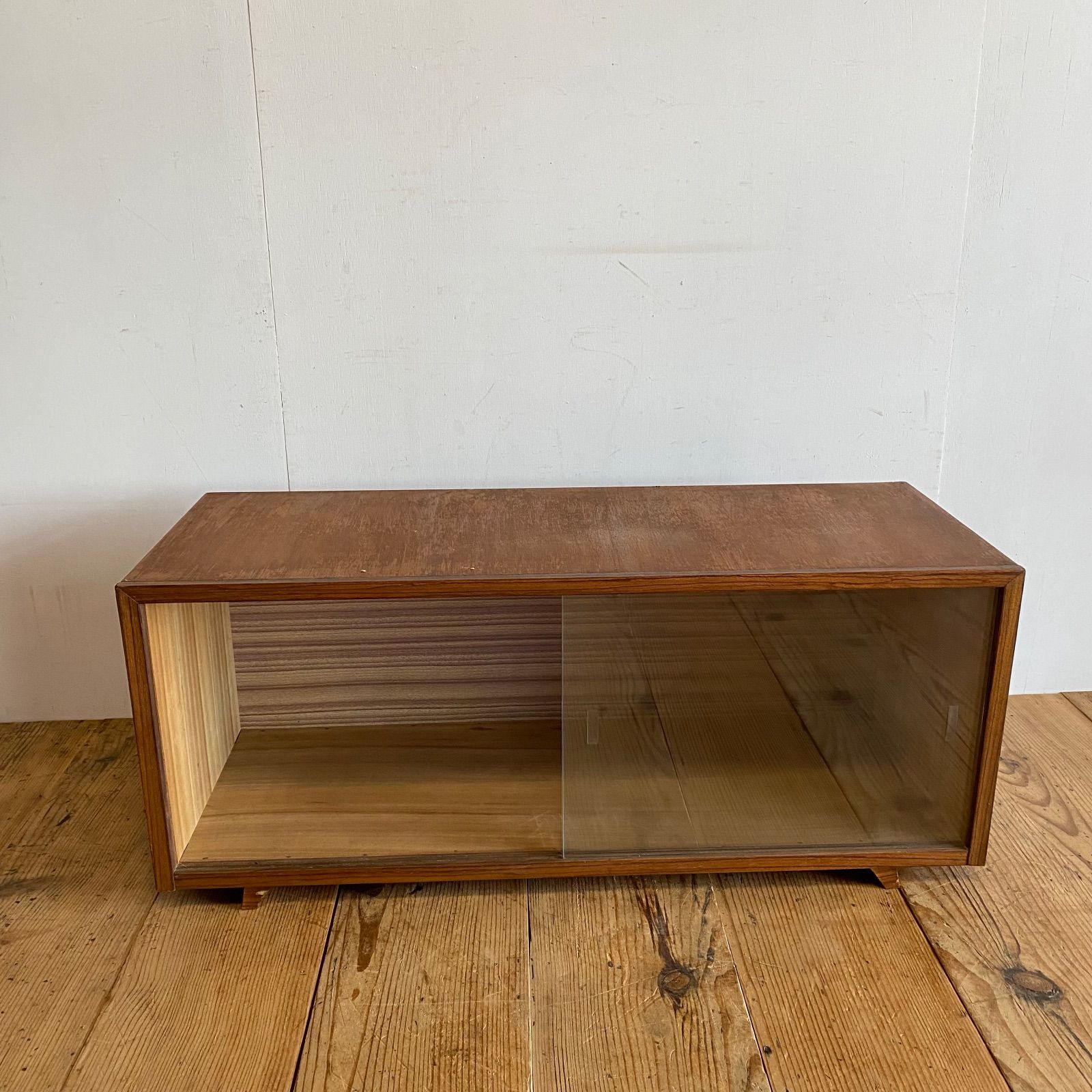 アンティーク レトロ ガラス戸 ローボード テレビ台 収納棚 古家具