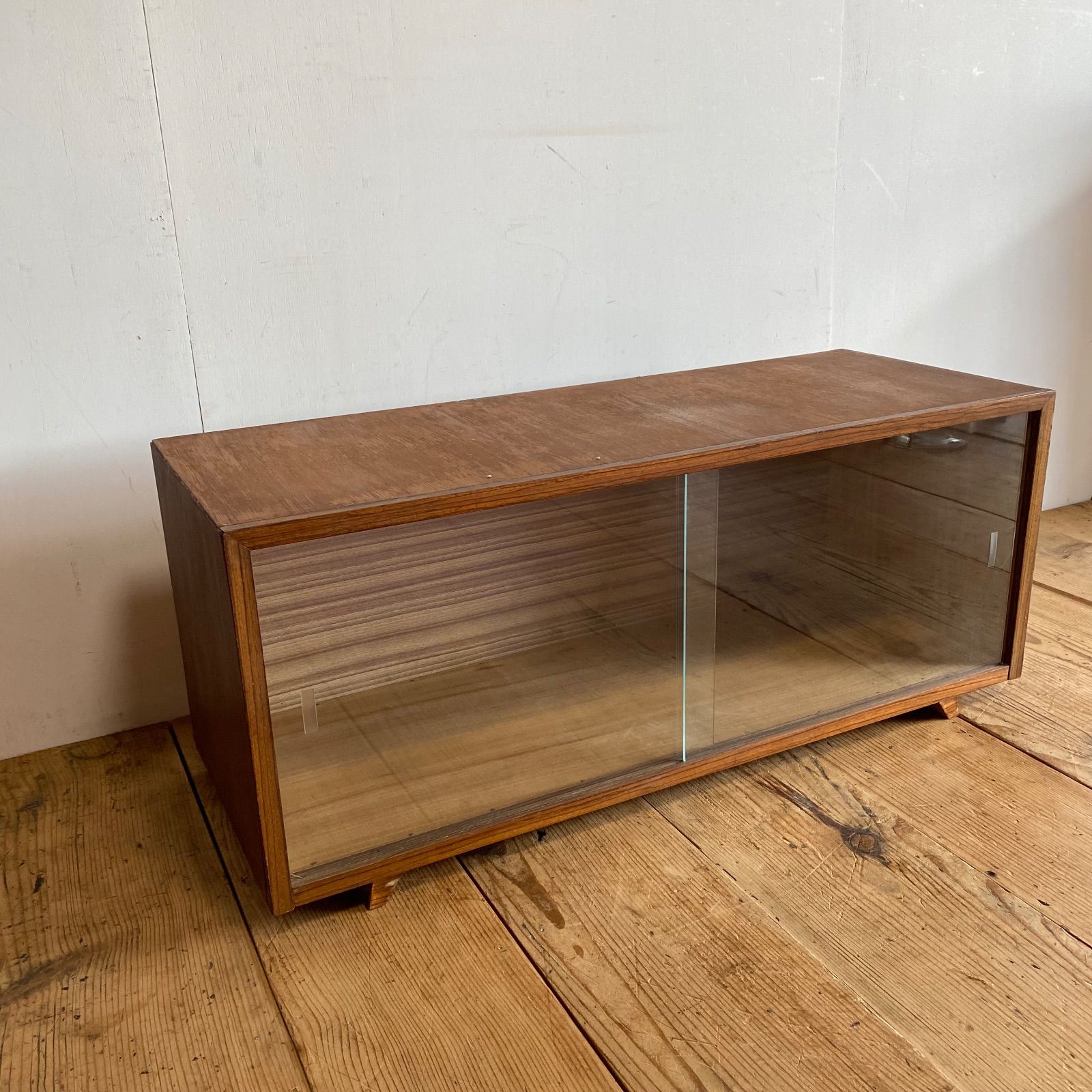 アンティーク レトロ ガラス戸 ローボード テレビ台 収納棚 古家具