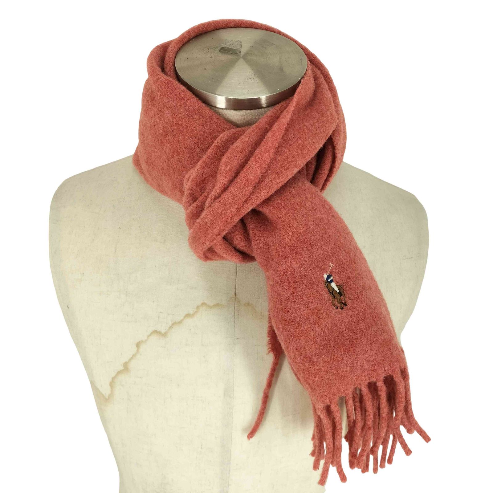 ポロラルフローレン POLO RALPH LAUREN ITALY製 ポニー刺繍 ウール フリンジマフラー メンズ 表記無 