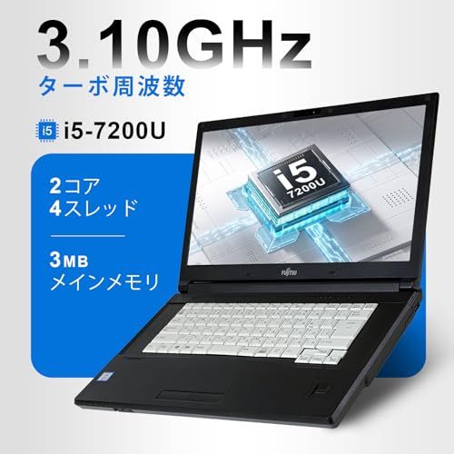 整備済み品 ノートパソコン A 577 15 6 インチ フルHD 1366 768 Corei 5 7200 U 2 GHz メモリ8 GB まったく新しいSSD 256 USB HDMI Wi Fi Bluetooth 4 1 s