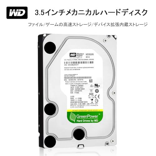 WD hdd 3 TB 3.5インチGreenPower Digital Western 内蔵型ハードディスクドライブ ウエスタンデジタル 内蔵hdd テレビSATA 6 Gb S 整備済み品