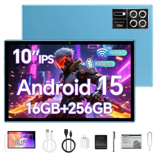 10インチ Android 15 タブレット 12 GB RAM 256 ストレージ 最大1 TB拡張 A 523 8コア CPU 8000 mAh バッテリー IPSディスプレイ Widevine SIMカード対応 5 G Wi-Fi デュアルスピーs