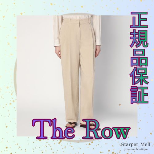 The Row リラのライトカーキコットン リネンパンツ