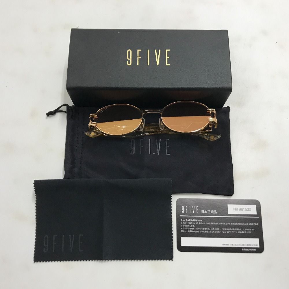 02 w 21039 9 FIVE ナインファイブ ゴールド メンズ サングラス 53 21 145 品