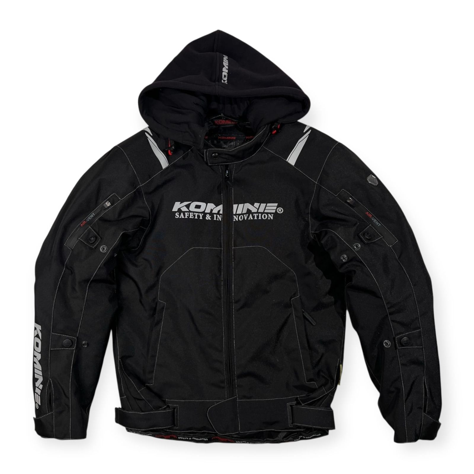 KOMINE コミネ 胸肘肩背中 フルプロテクター フード付き ライディングジャケット ライダース サイズ L メンズ バイク バイカー ブラック