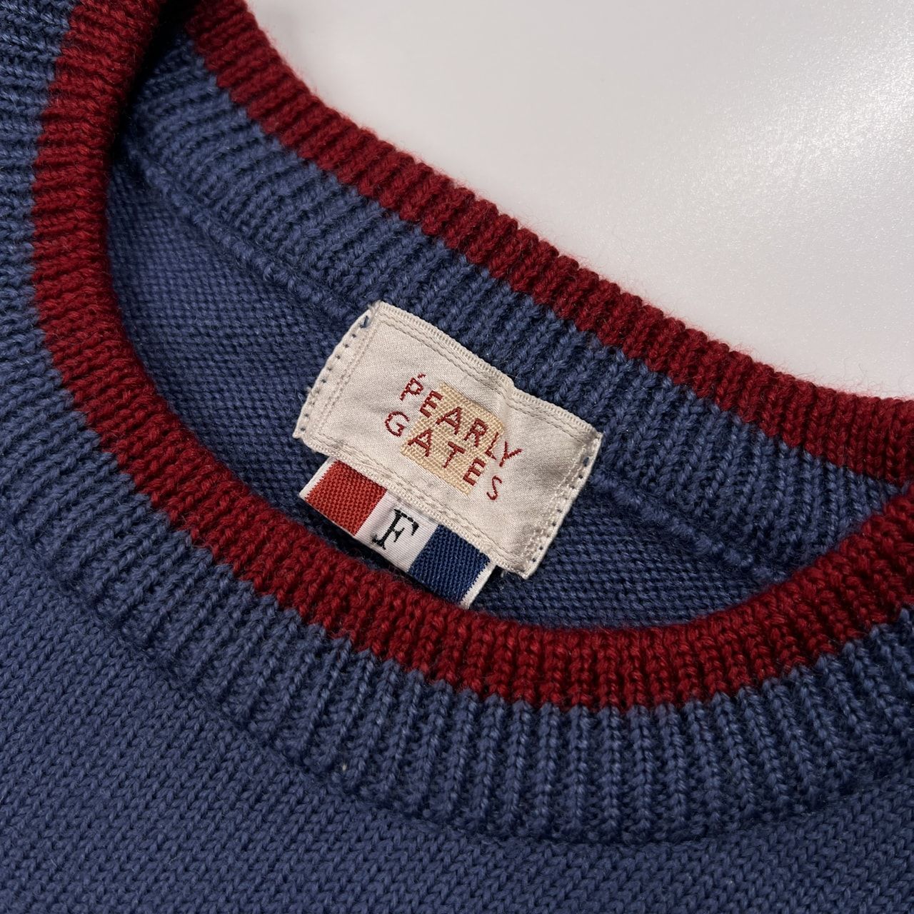 90s PEARLY GATES パーリーゲイツ ロゴ入り ウールニットセーター F