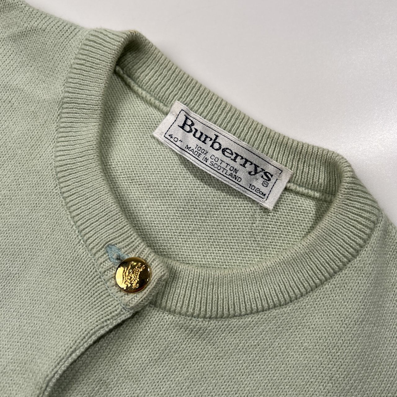 スコットランド製 Burberry バーバリー 金ボタン コットン ニット
