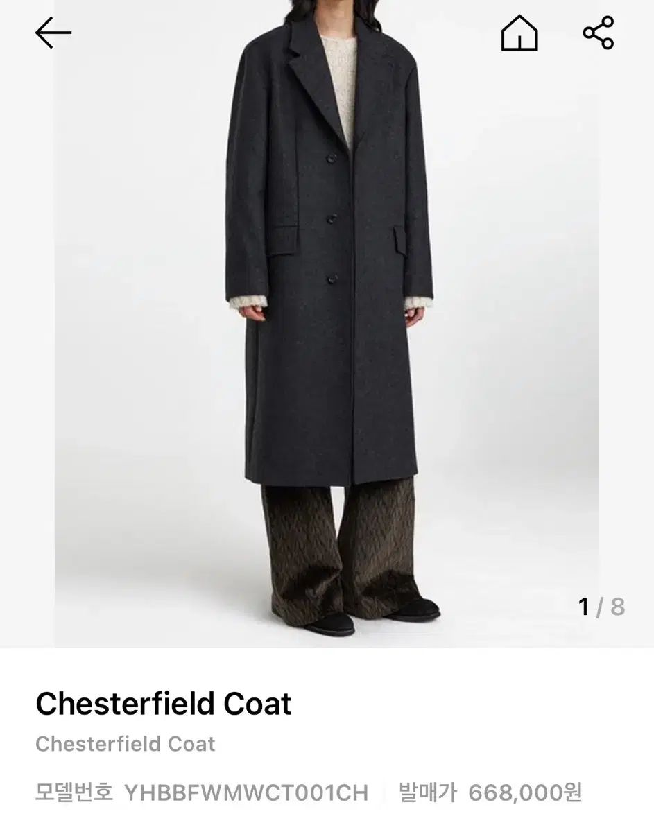 L 22 fw YOUTH ユース チェスターフィールドコート チャコール