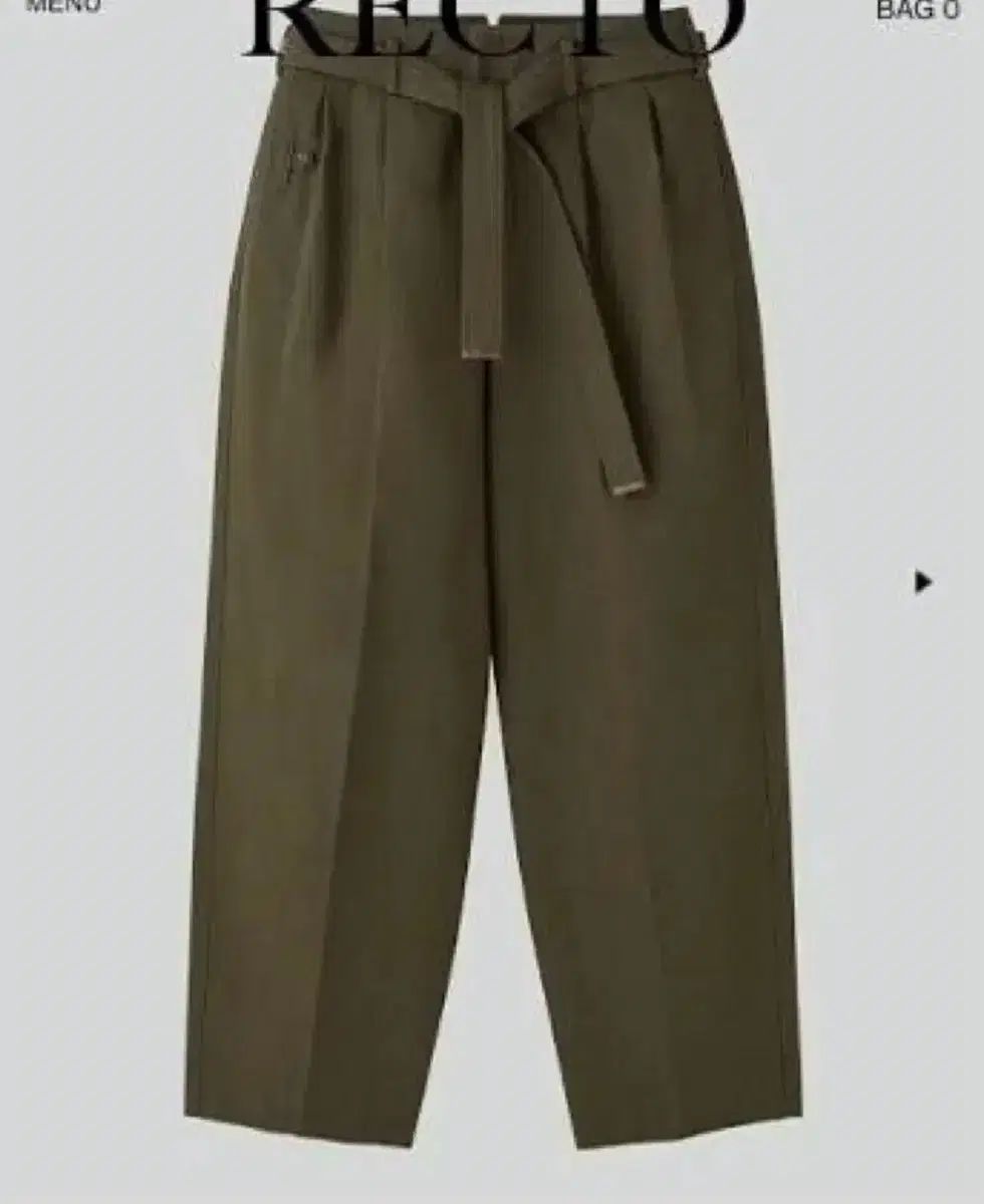 レクト ディテール ハイウエスト ベルト付き カーキ パンツ L